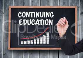 Hand writing Continuing education on blackboard