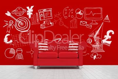 Conceptual graphic on 3D room wall