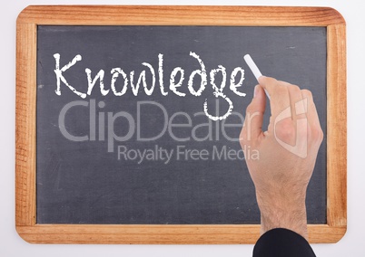 Hand writing Knowledge text on blackboard