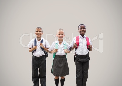 School kids in front of grey background