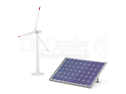 Wind turbine and solar panel