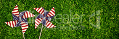 Composite image of 3d image composite of pinwheel with american flag pattern