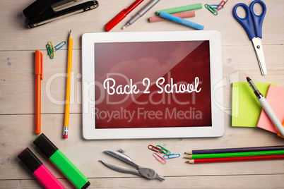 Composite image of back to school text against white background