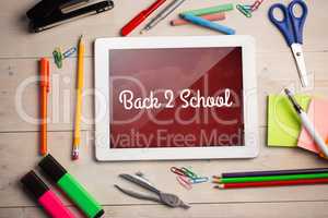 Composite image of back to school text against white background