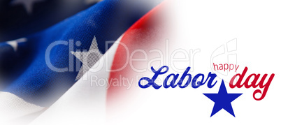 Composite image of digital composite image of happy labor day text with star shape