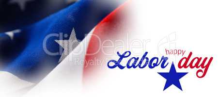 Composite image of digital composite image of happy labor day text with star shape