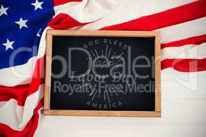 Composite image of digital composite image of happy labor day and god bless america text