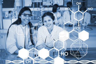 Composite image of graphic image of chemical structure