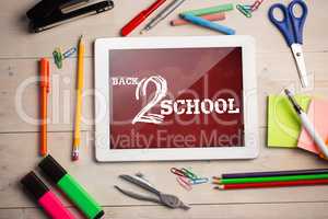 Composite image of back to school text on white background