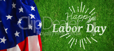 Composite image of digital composite image of happy labor day and god bless america text