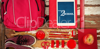 Composite image of back to school text on white background