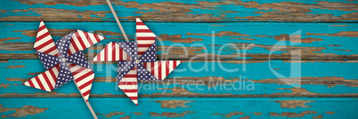 Composite image of 3d image composite of pinwheel with american flag pattern