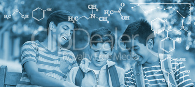 Composite image of digital image of chemical formulas