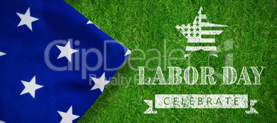 Composite image of labor day celebrate text and star shape american flag