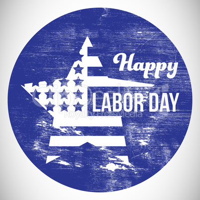 Digital composite image of happy labor day text on blue poster