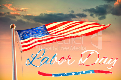 Composite image of panoramic shot of labor day text