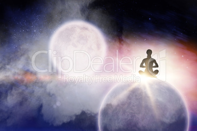 Composite image of vector female practicing meditation