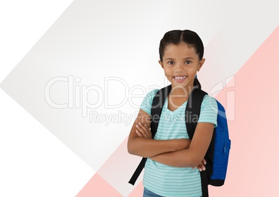 Schoolgirl in front of abstract background