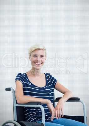 Disabled woman in wheelchair with bright background