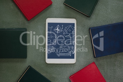 Tablet with school icons on screen