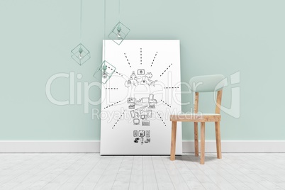 Conceptual graphic on 3D room wall