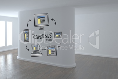 Conceptual graphic on 3D room wall