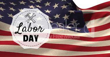Labor day text over US flag