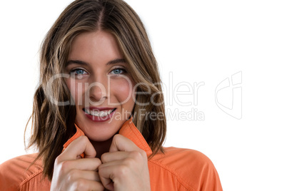 Close up portrait of happy young woman