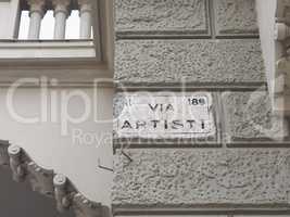 via artisti sign in Turin
