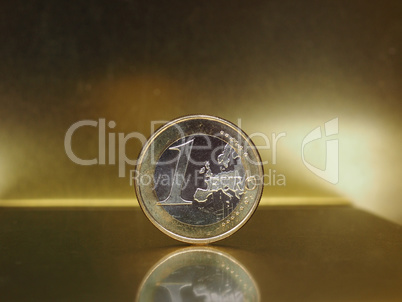 1 euro coin, European Union over gold background