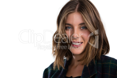 Close up portrait of confident young woman