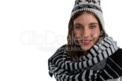 Portrait of smiling young woman with scarf