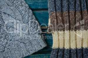 Close up of knit hand and scarf