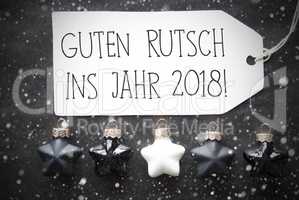 Black Christmas Balls, Snowflakes, Guten Rutsch 2018 Means New Year