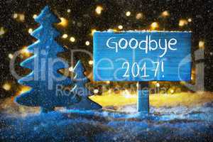 Blue Christmas Tree, Text Goodbye 2017, Snowflakes