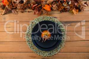 Overhead view of caramelized apple served in plate