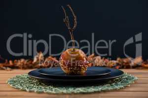 Close up of caramelized apple served in plate