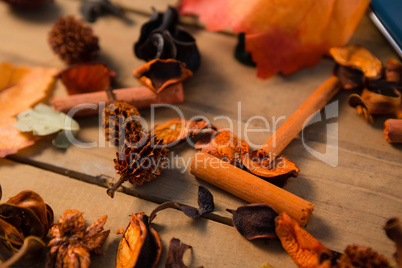 Close up of various spices