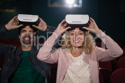 Couple using virtual reality headset