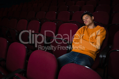Man sleeping in the movie theatre