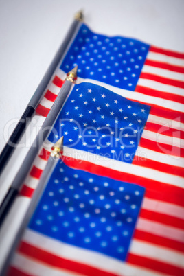 Close up of American flags