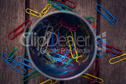 Close up of colorful paper clips