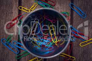 Close up of colorful paper clips