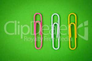 Close up of paper clips on paper