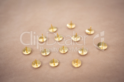 High angle view of paper pins