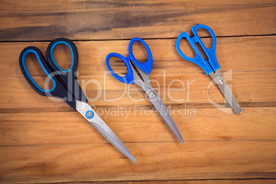 Overhead view of scissors on table