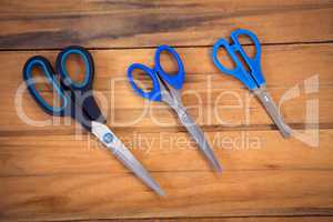 Overhead view of scissors on table