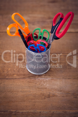 Scissors in desk organizer