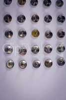 Push pins arranged in a row