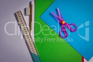 Stationery on white background